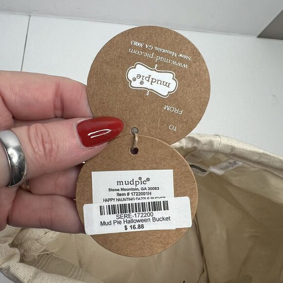 Mudpie Halloween Dazzle Bucket Tote Happy Haunting Sequin Trick or Treat NEW - Picture 11 of 15